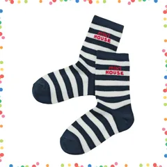 【在庫セール】ボーダー ロゴ クルー丈 男の子 靴下 女の子 ベビー ソックス キッズ 子供服 WEB限定 通園 通学 [ミキハウス] 10-9628-688