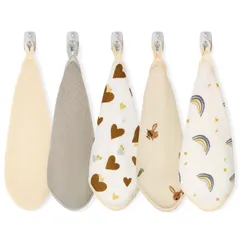 新品 ガーゼハンカチ 5枚 毎日着替える 清潔保つ ベビー ガーゼ ハンカチ フェイスタオル おしぼり 6層ガーゼ 綿100% 紐付き 4層ガーゼ 柔らかい 子供 保育園 新生児 赤ちゃん 男の子 女の子 (ベージュグレー)