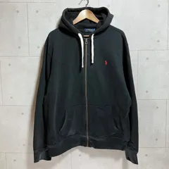 POLO RALPH LAUREN ポロラルフローレン ジップパーカー フーディ ジップアップ スウェット 裏起毛 XL ポニー 刺繍 ワンポイント ブラック 黒 メンズ SG350-5