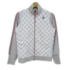 フィラ ジャージ トラックジャケット アウター ドット柄 スポーツウエア レディース Mサイズ グレー×白 FILA 【中古】