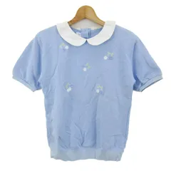 ファミリア ニット トップス 半袖 襟付き サマーセーター キッズ 女の子用 150サイズ 水色 Familiar 【中古】