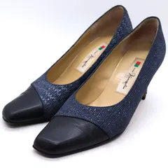 銀座カネマツ パンプス ハイヒール ブランド シューズ 靴 レディース 24.5サイズ ネイビー Kanematsu 【中古】