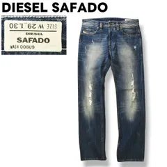 【人気モデル】  ディーゼル DIESEL SAFADO レギュラースリムストレート デニム ジーンズ パンツ W29 ハードクラッシュ インディゴ メンズ