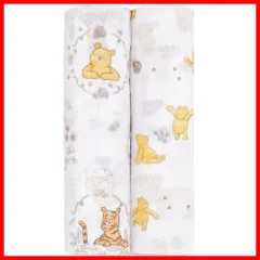 【即日発送】aden + anais エイデンアンドアネイ おくるみ 2枚セット ディズニー プー 112×112cm モスリンコットン スワドル 新生児 夜泣き対策 出産祝い SWADAEDESWC20008DIJB