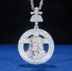 【本物を選ぶ人へ】フルモアサナイト ジーザス ネックレス S925 シルバー925 プラチナ GRA鑑定書付き メンズ レディース ペンダント HIPHOP 高級 マイアミキューバンチェーン テニスチェーン／今だけチェーン付属　ブリンブリン キリストトップ