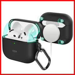 Cloundシリーズ カラビナ付き完全落下防止カバー 対応 対応 ブラック MagSafe (USB-C) (2024) ケース ケース 第4世代 AirPods AirPods (HaloLock) 4 ESR