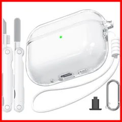 カラビナ付き エアーポッズ プロ3 と TPU素材 分離式 クリア（2025）シリカゲルロープ 保護 ケース せいじょうペン装備 ケース 全面保護 軽量 紛失防止 Pro3 耐衝撃 装着充電可能 AirPods AirPod pro 第3世代（USB-C） f