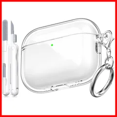 AirPods Pro 第3世代ケースカバー対応、AirPods Pro 3ケース（キーチェーン付き）対応、クリアソフト透明ミリタリーグレード耐衝撃カバー、クリアホワイト