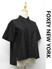 美品】FOXEY NEW YORK 襟付き半袖ブラウス ブラック 38 - メルカリ
