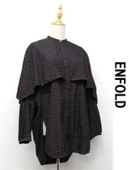 Q362/ENFOLD レイヤードブラウス ボーダー 黒染め バンドカラー 38