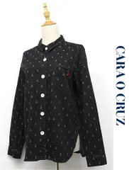 Q359/美品 CARA O CRUZ デニムシャツ 総柄 ストレッチ 11 黒のサムネイル