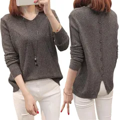 【新品】 [ BLANK BLANC ] [ ブランクブラン ] 7色展開 vネック ニット シンプル 長袖 着痩せ セーター トップス カジュアル 無地 秋 冬 春 普段着 部屋着 家着 あったか あったかい 暖かい 暖か あたたか プルオーバー にっと 0