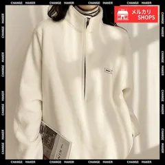 【送料無料】ハーフジップ フリーストップス モックネック レディース 秋冬 スタンドカラー トレーナー ゆったり 軽量 起毛 スウェット あったか プルオーバー 韓国風 体型カバー ジッパートレーナー ドロップショルダー 新品 未使用 CH1YGL-002