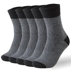 [MOSOTECH] 靴下 メンズ 冬 暖かい 5足セット 厚手 防寒 あったか 吸汗消臭 耐久性 保温 登山 靴下 24-28