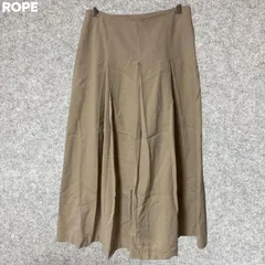 ROPE ベージュ リネン混 フレアスカート サイドファスナー Sサイズ