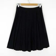 コルディア CORDIER スカート プリーツスカート ウールライク フレア ミディ丈 L 40 黒 ブラック
