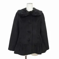 アクシーズファム axes femme コート ショート フェイクファー フリル レース M 黒