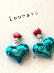 3113ターコイズピアス レッド ブルーハートピアス 樹脂ピアス