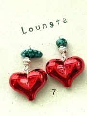 3114ターコイズピアス ハートピアス ブルー レッド 樹脂ピアス