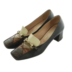 みぃ未使用品 銀座カネマツ 黒エナメルローファー &ダークブラウン