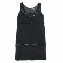 美品 ダイアグラム グレースコンチネンタル Diagram GRACE CONTINENTAL ノースリーブ ワンピース モヘヤ生地 切替 ビジュー 膝丈 ドレス カットソー 38 黒 ブラック/レディース