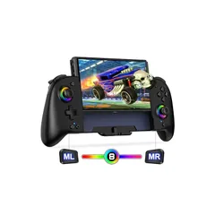 スイッチ コントローラー 8色RGBライト マクロ機能 携帯モード専用コントローラー for Nintendo Switch グリップ コントローラープログラム編集 ジャイロセンサー 振動 連射 無線 1000mAh大容量 Switch/OLEDに対応 1