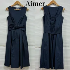 AIMER エメ ワンピース ロングスカート Acret ノースリーブ パーティ ドレス ワンピース レースアップ リボン ベルト