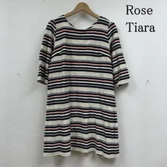 Rose Tiara ローズティアラ ワンピース ひざ丈スカート ノーカラー ボーダー チュニック ワンピース バックリボン 大きいサイズ