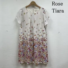 Rose Tiara ローズティアラ ワンピース ひざ丈スカート 総柄 グラデーション 花柄 プリント ミディ丈 ワンピース 半袖 袖フリル