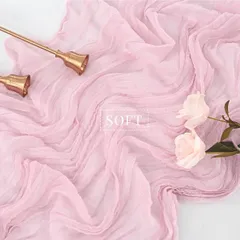 【ボヘミアン風テーブルランナー12枚セット】ピンクガーゼ素材 結婚式/誕生日/パーティー装飾に ヴィンテージ調 薄手軽量 ポリエステル製 デコレーション