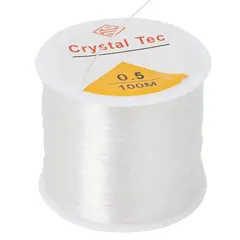 【人気商品】伸縮 ストレッチ コード 通しワイヤー 手芸 伸びる ビーズステッチ糸 DIY 手作り 修理 ブレスレット作成 ジュエリー製作 アクセサリー 水晶の線 弾力紐 業務用 ゴム紐 大容量 約100m巻 白 mm 太さ0.5 シリコンゴム ホワイト ブレ