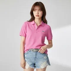 【美品】Lacoste ラコステ ラコステポロシャツ レディースポロシャツ 半袖ポロシャツ 古着 ワンポイント 刺繍ロゴ ピンク ペルー製 L1212 平成ギャル y2k ピチT