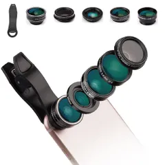 望遠レンズ 星形フィルタ 5in1レンズセット 魚眼レンズ クリップ式 外付けカメラ 撮影キット マクロレンズ 簡単装着 携帯レンズ 収納バック付き 広角レンズ iphone ipad Android スマホ用カメラレンズ xperia スマートフォン タブレ