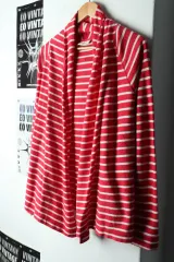 W(L-XL) ブランド ヴィンテージ ニット カーディガン L.L.Bean エルエルビーン ストライプ レッド - 15985