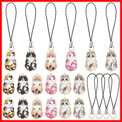 SUNNYCLUE　24個6種　猫　チャーム　動物　チャーム　動物　チャーム　ロープ付き　招き猫　ネックレス　パーツ　和風　イヤリング　ねこ　デコパーツ　チャームパーツ　チャーム　オレンジ猫　ブレスレット　招き猫　チャームパーツ　エナメル　チャーム　合金　猫の