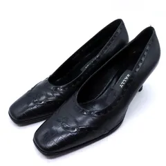 バリー パンプス スクエアトゥ シューズ ブランド 靴 イタリア製 黒 レディース 6.5サイズ ブラック BALLY 【中古】