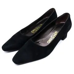 フェラガモ パンプス スウェード レザー シューズ ブランド 靴 イタリア製 黒 レディース 6.5サイズ ブラック FERRAGAMO 【中古】