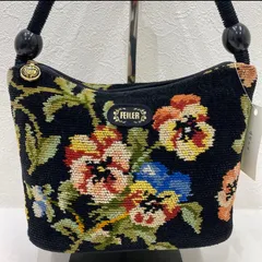 4523 FEILER フェイラー　ハンドバッグ　トートバッグ  花柄　フラワー　ブラック　黒　小さめ　ミニ　レディース　きれいめ　上品　シンプル　シュニール織り
