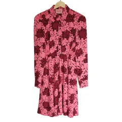 Kate spade(ケイトスペード) ワンピース サイズ0 XS レディース - ピンク×ボルドー×マルチ レギュラーカラー/長袖/ひざ丈/花柄