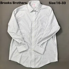 【16-33】Brooks Brothers ワイドカラーシャツ / Non-Iron / Double Cuff Traditional Fit チェック ホワイト×ブルー×ブラック XL相当 メンズ
