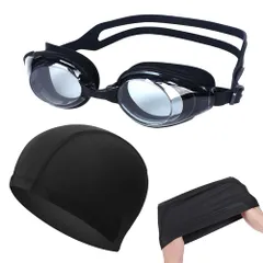 新品 [UrbanPulse] スイミングゴーグル スイムキャップ 水泳ゴーグル 視界が広 曇り止め 水漏れ防止 ベルト調節でき 水泳キャップ 伸縮性良い フィットネス 海水浴 競泳 水中眼鏡 スパプール用 男女兼用 2点セット