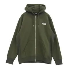 THE NORTH FACE ノースフェイス NT62349 SQUARE LOGO FULLZIP スクエアロゴ フルジップ スウェット フーディー  裏起毛 スウェットパーカー カーキ系 L【美品】【中古】