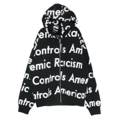 デニムティアーズ DENIM TEARS Systemic Racism Controls America Zip Up Hoodie スウェット パーカー フーディー ジップアップ ブラック系 ホワイト系 L【中古】