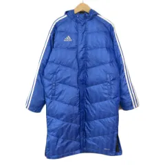 アディダス adidas CLIMAPROOF SHADOWロングダウンコｰト ベンチコート 160 国内正規 青 ブルー