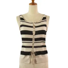 ケーティー キヨコ タカセ  K.T KIYOKO TAKASE カットソー ニット ボーダー ノースリーブ リネン 9 ベージュ