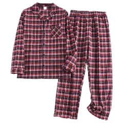 パジャマ メンズ 綿100% 起毛 長袖 長ズボン 上下セット 暖か ゆったり ネル生地 コットン 柔らか 大きいサイズ 部屋着 寝巻き プレゼント  赤 青 緑 紺 pjm1