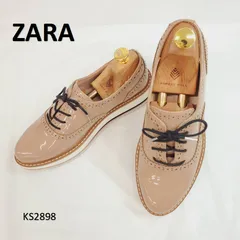 ザラ　オックスフォード　エナメル　厚底　メダリオン　グレージュ　24cm