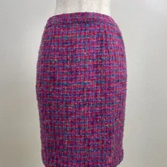 レトロ ツイード スカート マルチカラー ピンク系 9AR 日本製風 タイトスカート　9AR　20251028-0005