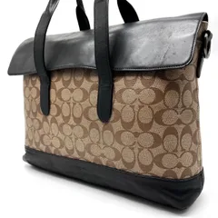 ✨良品✨ COACH コーチ トートバッグ ハンドバッグ ショルダーバッグ シグネチャー ベージュ 肌色 ブラック 黒色 PVC レザー 革 A4収納可能 ユニセックス 男女兼用 メンズ レディース