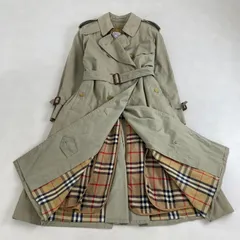 バーバリーズ　トレンチコート　90s　白タグ　ノバチェック　ライナー付き　ロング丈　Burberrys　ベージュ系　9号　M・L相当